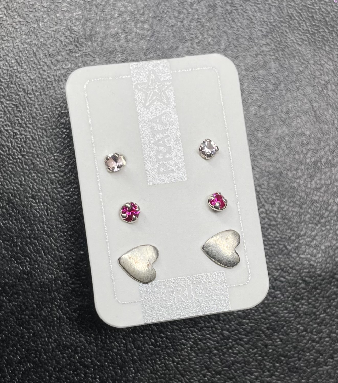 Trio de Brinco Mini Rosa/Coracao