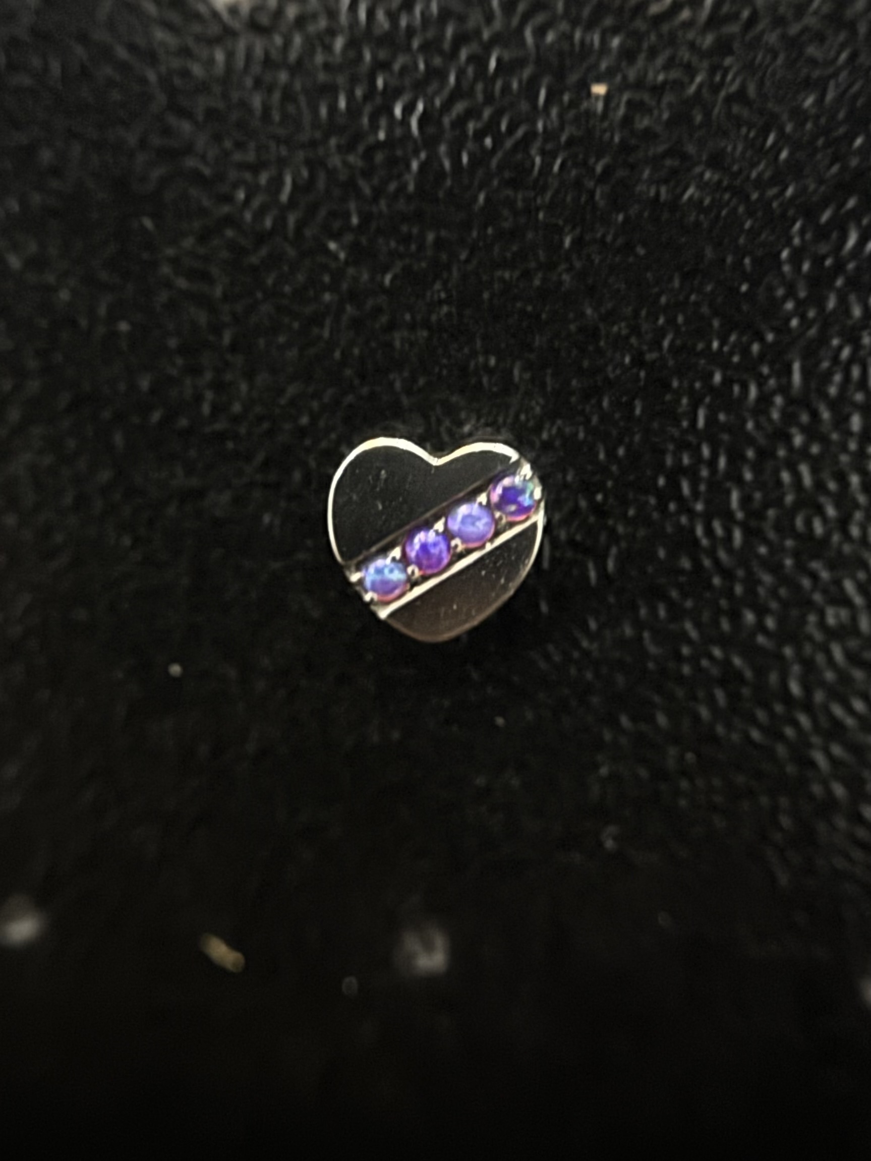 Labret Coração com Meio Opala