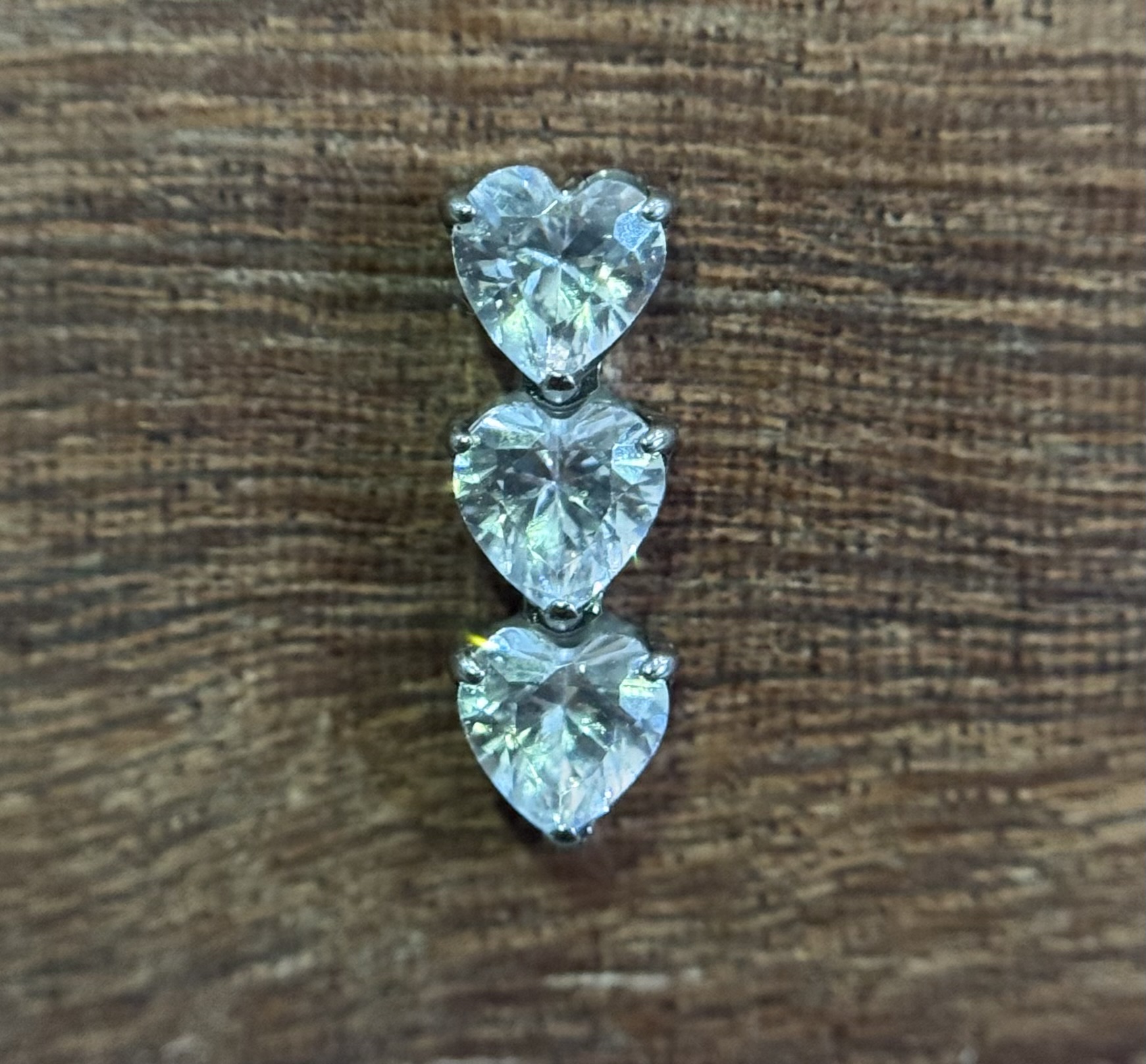 Labret 3 Corações Prata