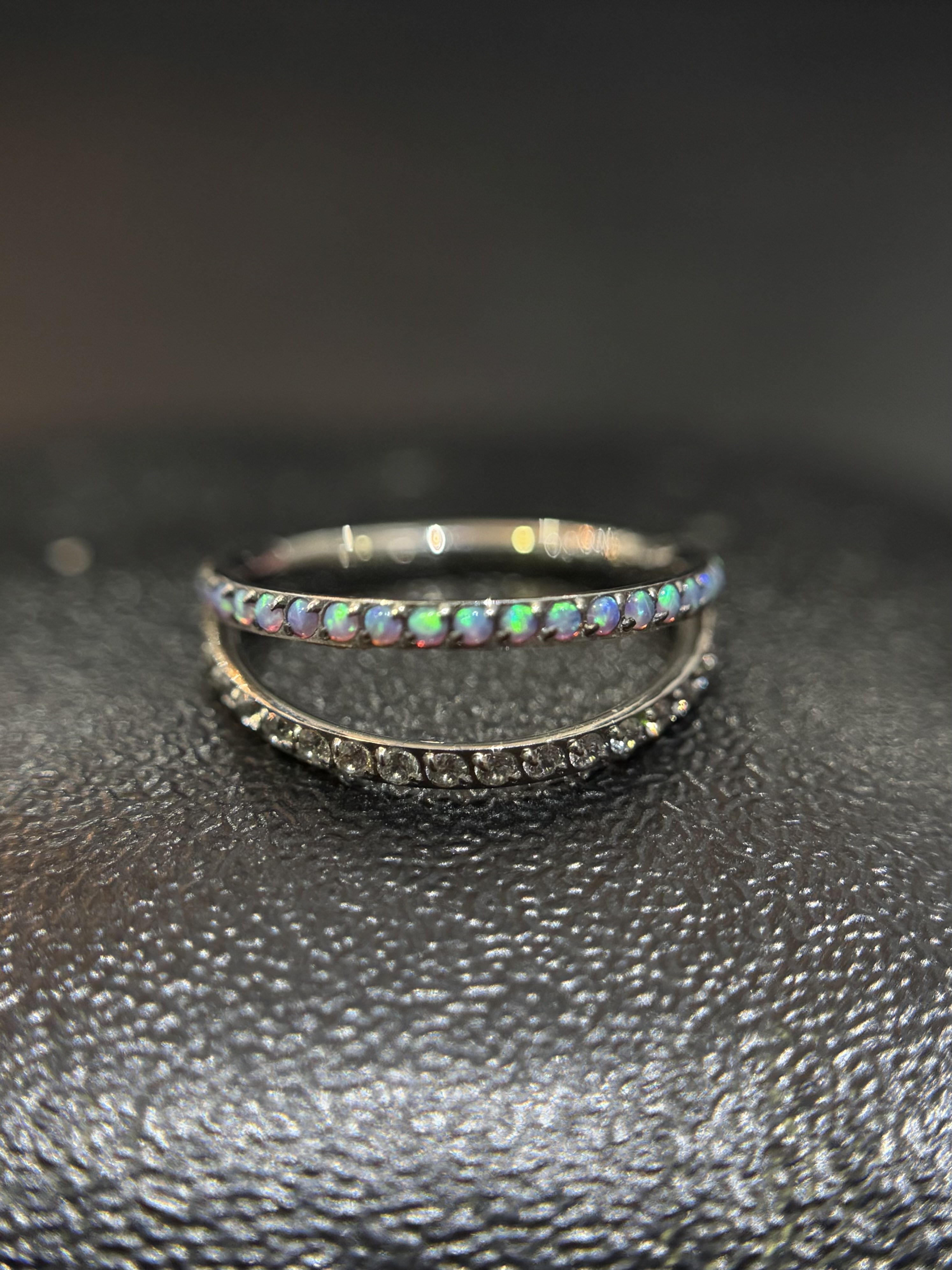 Argola 2 Fios Opala/Zirconia 8/12cm