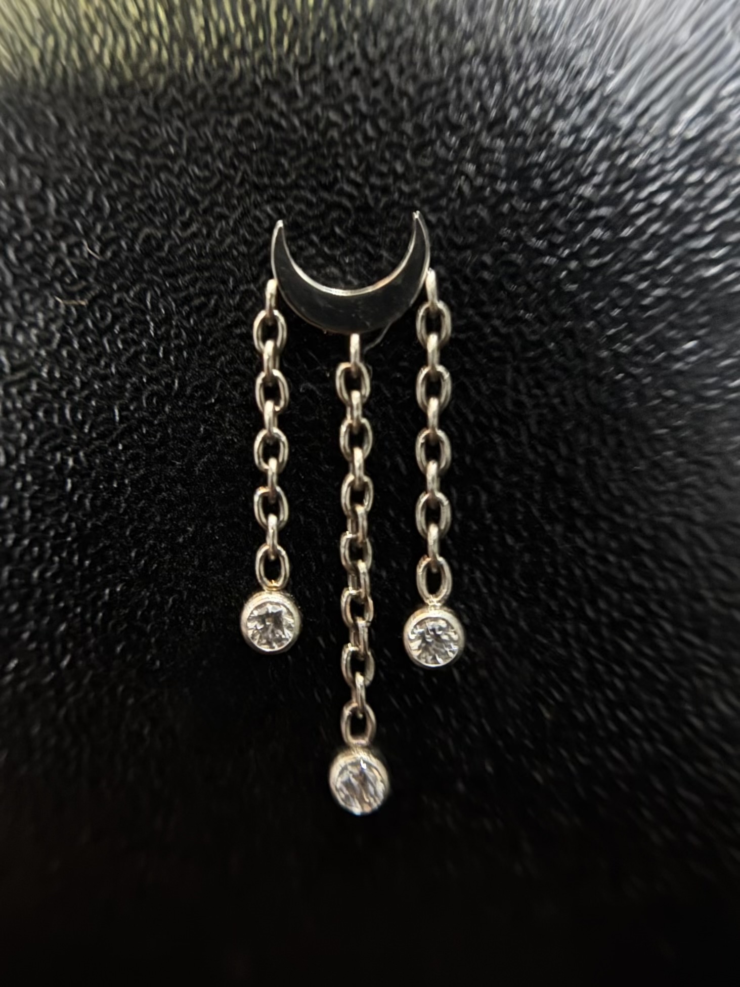 Labret Lua Corrente com 3 Pontos Prata