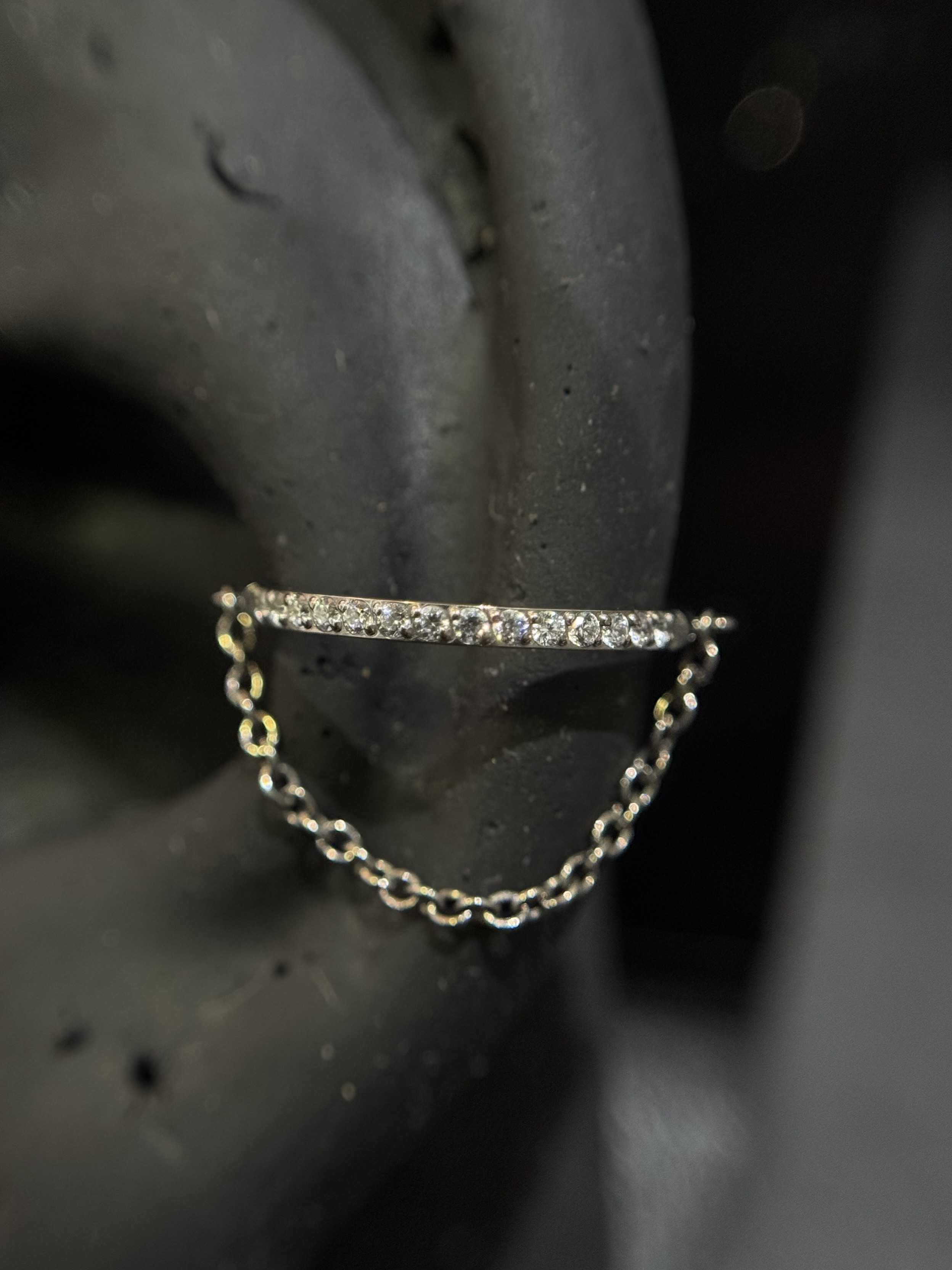 Argola Um fio/Corrente Prata 8/12cm