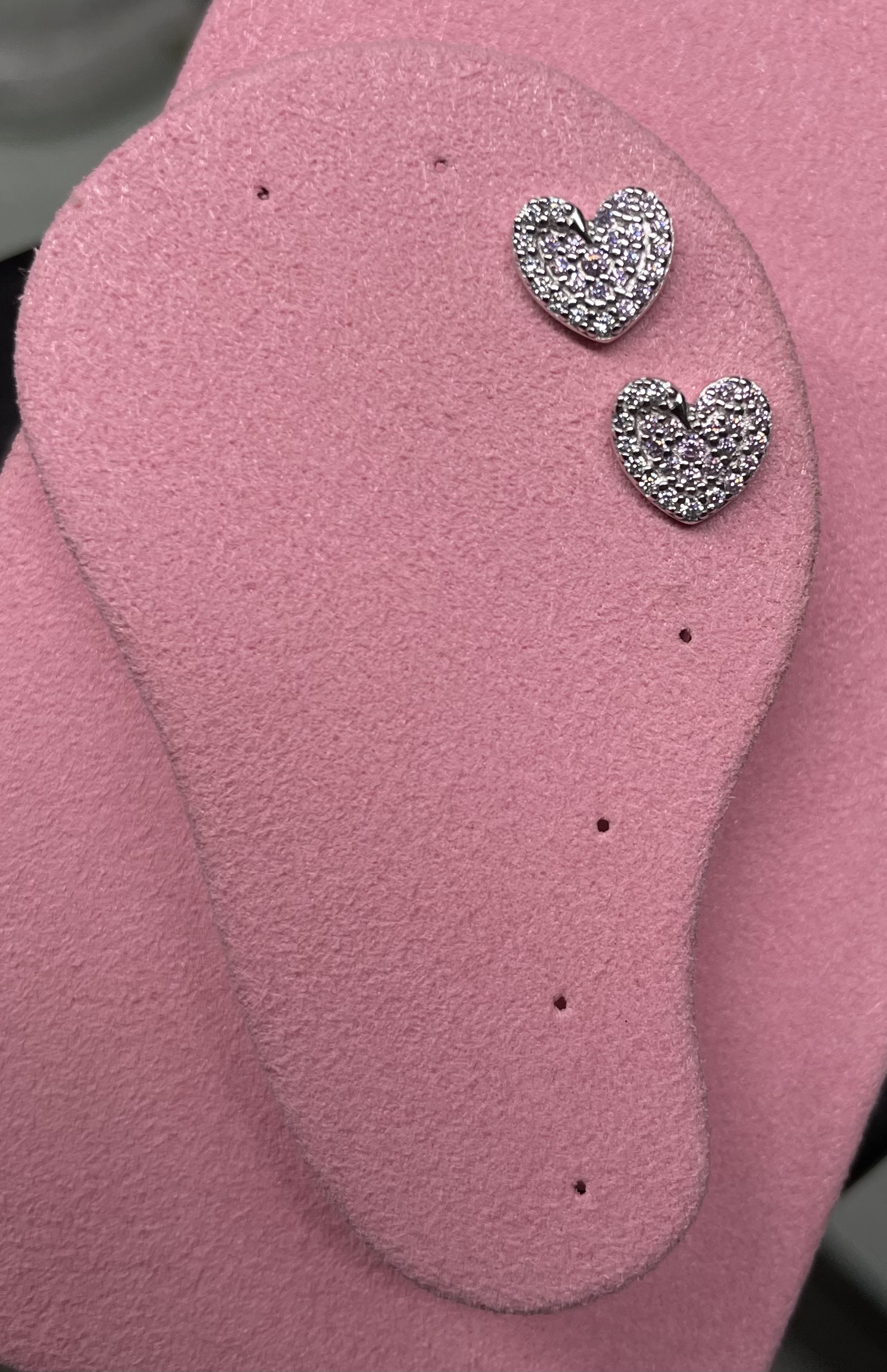 Abrindo Coração Cravejado Meio Rosa com Banho de Ouro Branco