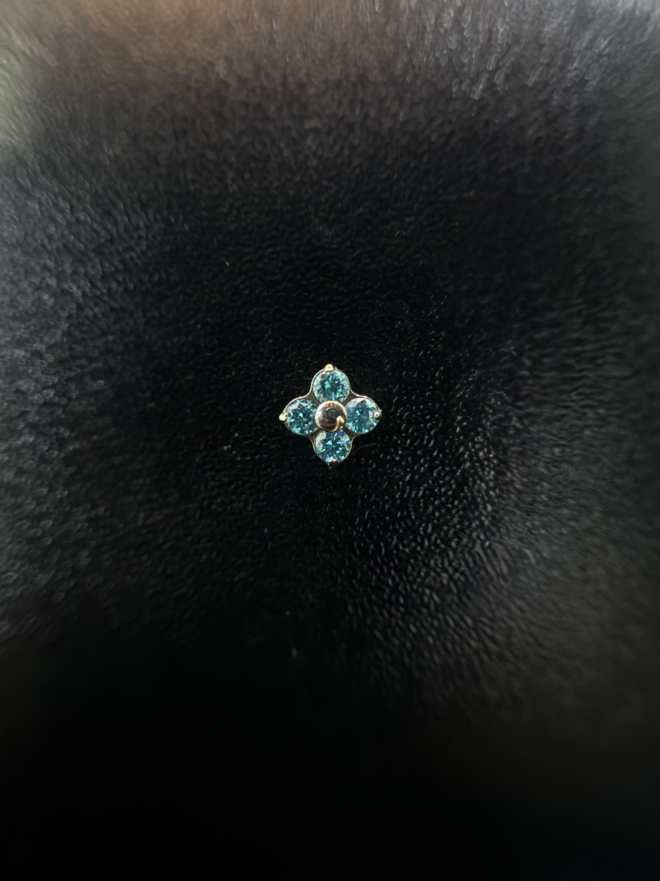 Labret Flor 4 Pedras Azul