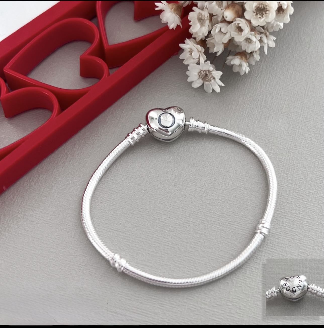 Pandora coração prata925 e banho de ouro branco
