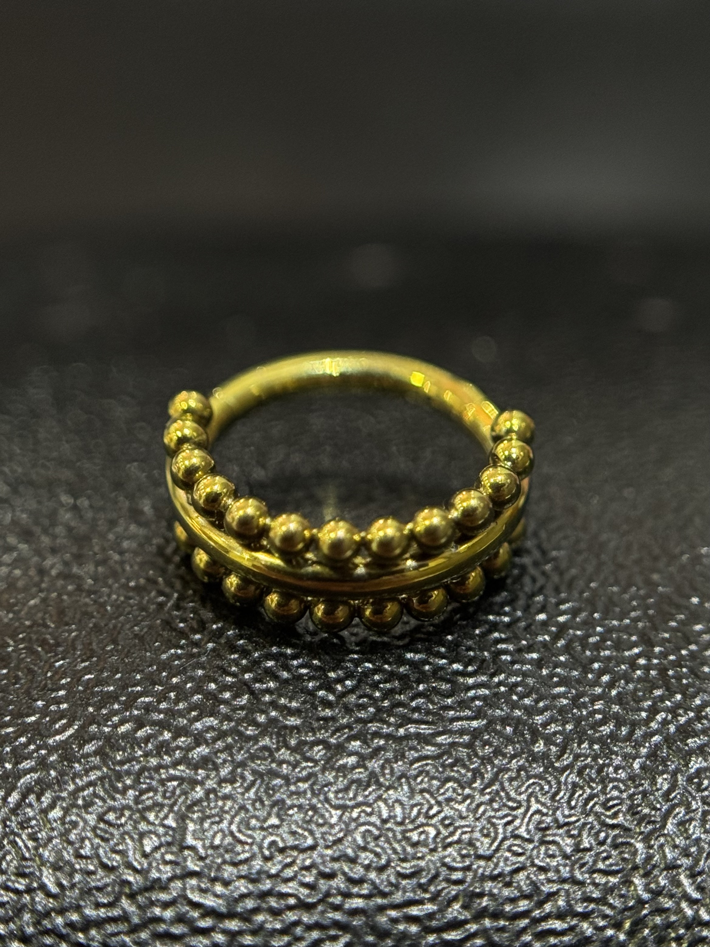 Argola Bolas lisa e Dois Fios 8 cm Dourada