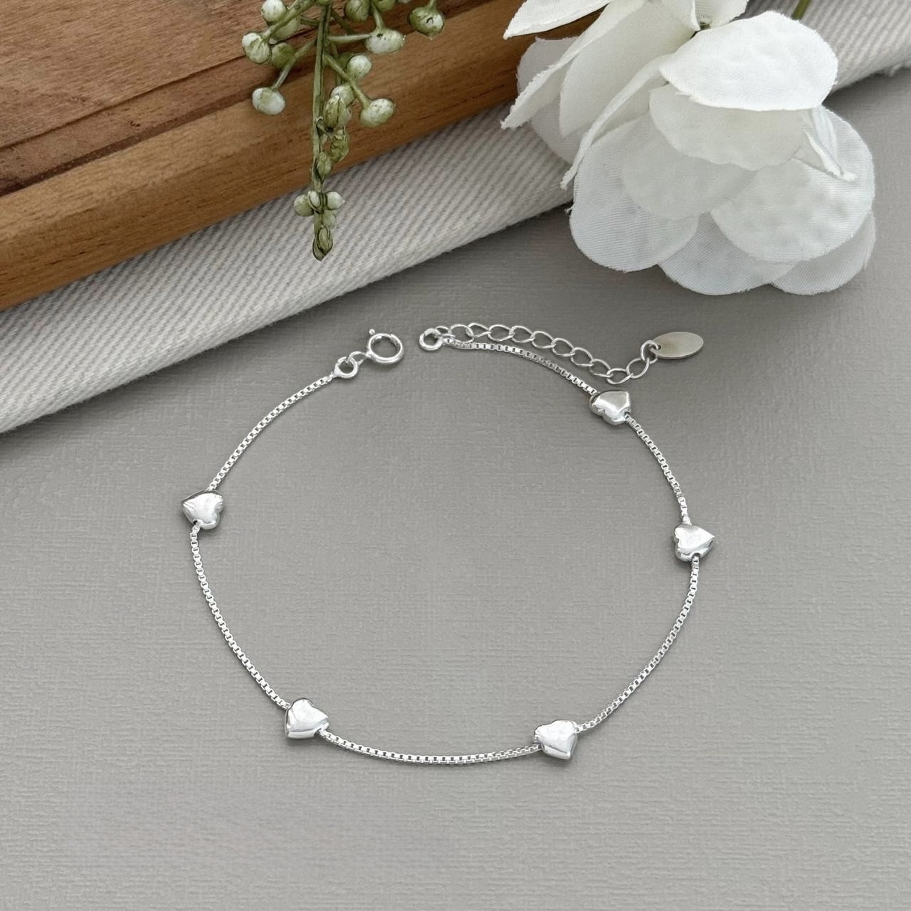Pulseira 5 corações liso
