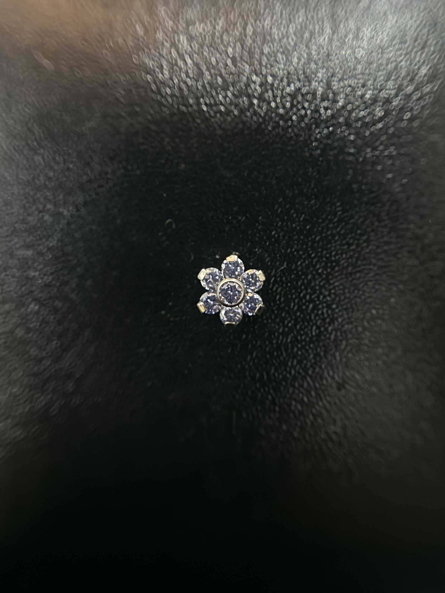 Labret Flor Transparente Prata