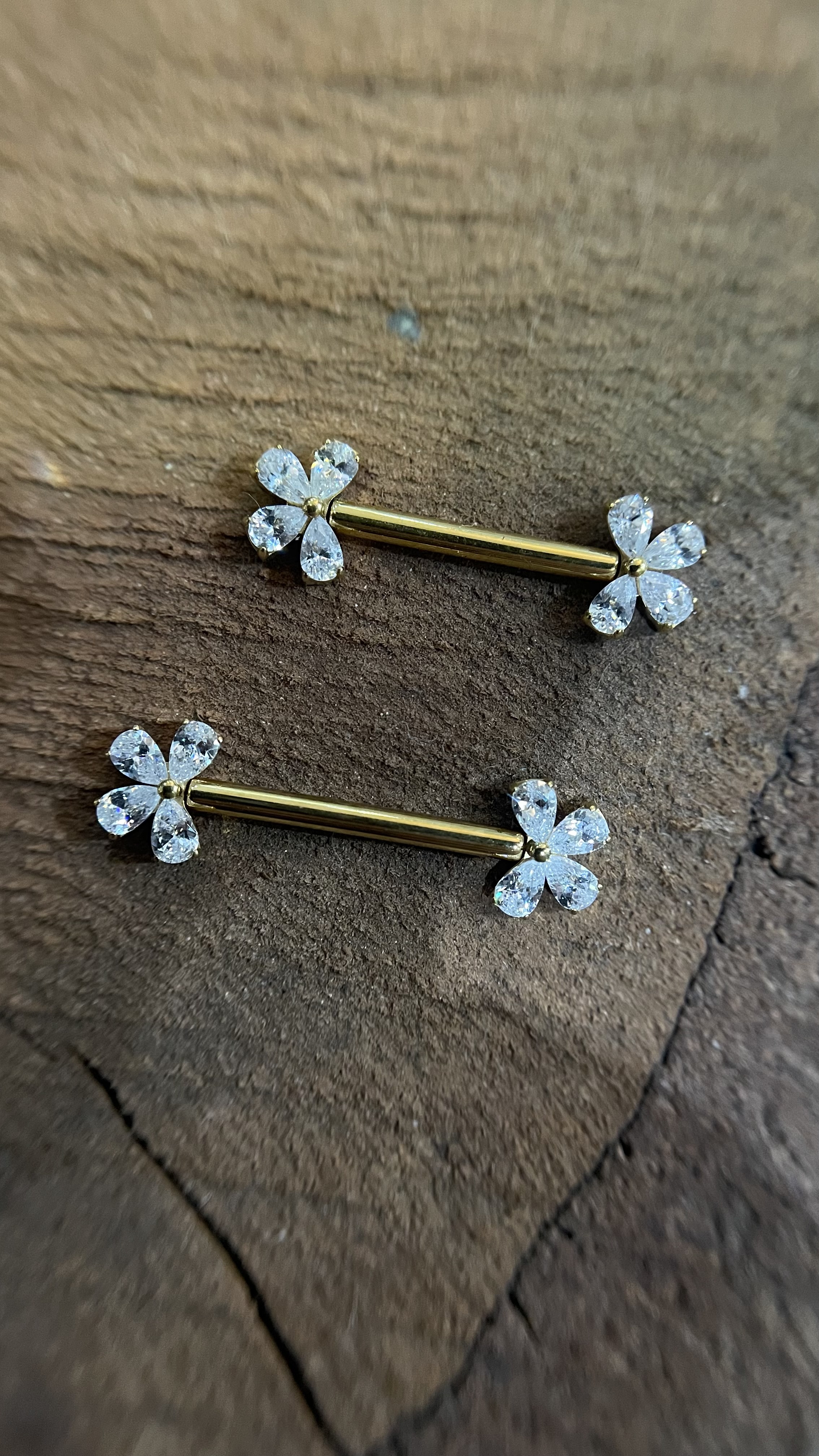 Par Mamilos Meia Flor Gold
